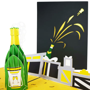 Champagne & Presents 3D Pop Up Card UK